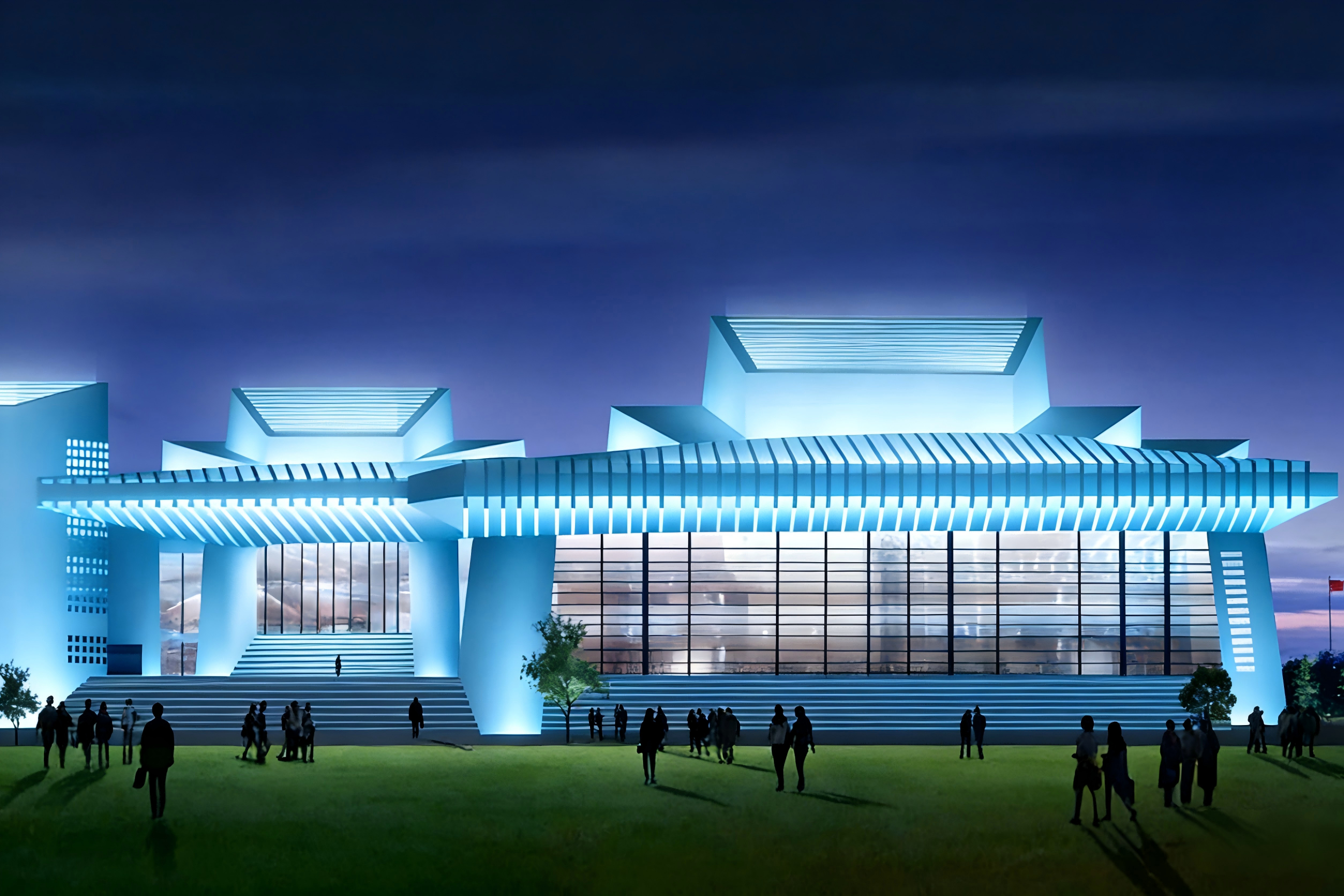 大剧院缇芙妮蓝设计，JBOAN金博安定制亮化效果