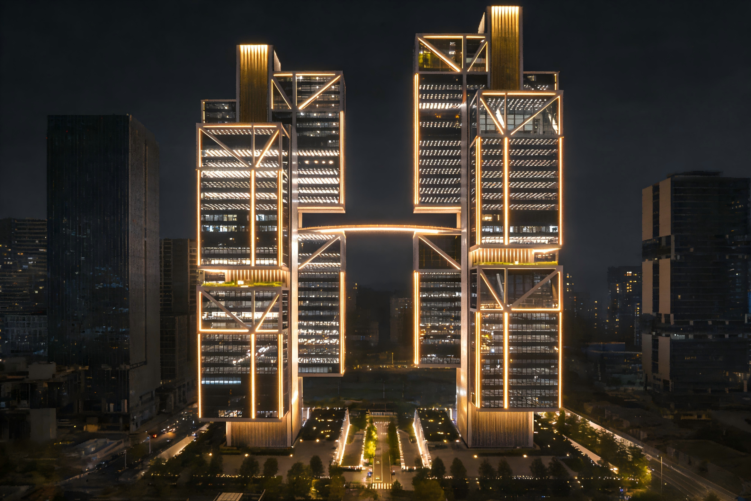 JBOAN金博安柔性LED霓虹灯商务大厦亮化